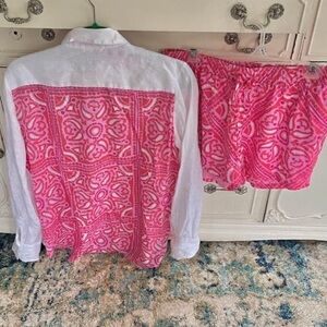Vineyard Vines Pink Patterned Women Shorts and top New with tags